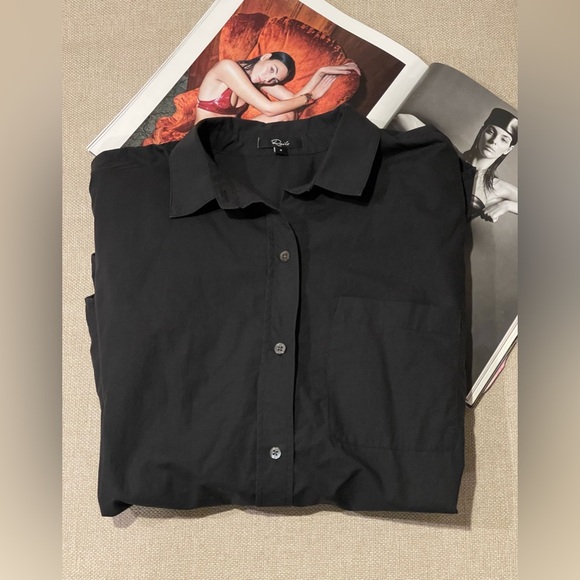 Rails Winnie Oversized Button-Down Shirt/Top In Black Size S - Picture 16 of 16